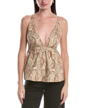 AFRM Declan Deep V-Neckline Peplum Top - Natural