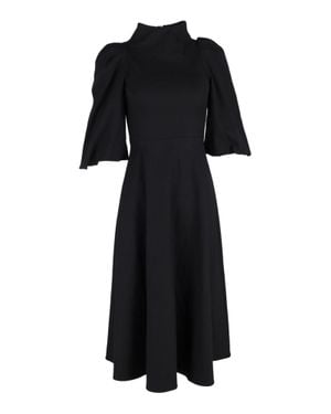 Mother Of Pearl Sofia Puffed Sleeve Midi Dress - Black