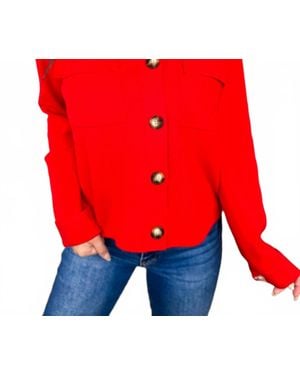 White Birch More Importantly Rayon Blend Long Sleeve Button Up Sweater - Red