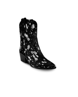 BALA DI GALA Leather Western Calf Boots - Black