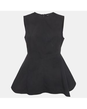 Theory Stretch Cotton Peplum Sleeveless Top - Black