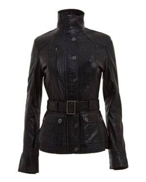 Infinity Leather Military-Inspired Biker Jacket-Middleton - Black