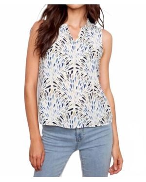 Charlie b Ruffle Neck Top - Blue