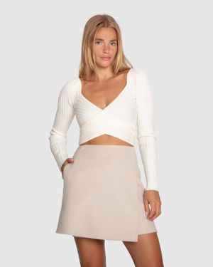 Belle & Bloom Free Bird Wool Blend Wrap Skirt - Natural