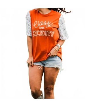 Layerz Clothing Classy Until Kickoff Top - Orange