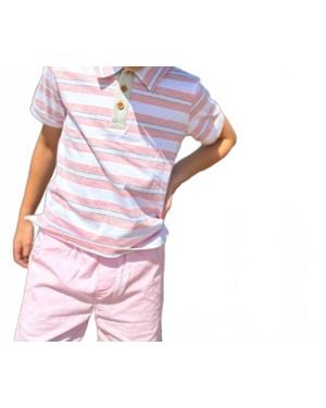 Me & Henry Kid's Anchor Striped Polo - Purple