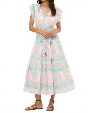 Oliphant Cinched Flirty Midi Dress - White