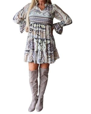 PAANI Boho Short Baby Doll Paisley Dress - Multicolor