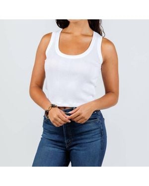 Goldie Cotton Variegated Rib Crop Tank - Blue