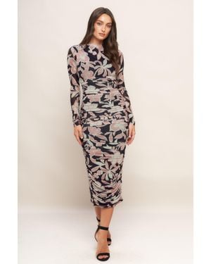 TRUEDAMES Muted Romance Power Mesh Midi Dress - Natural