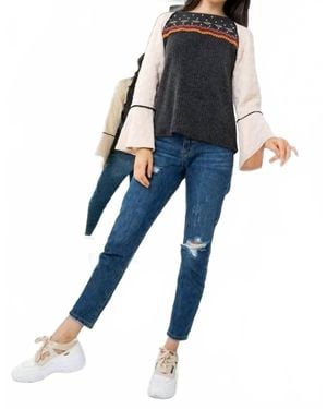 Thml Fight Or Flight Embroidered Top - Blue