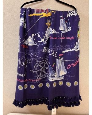 Maison Common Embroidered Scarf - Blue