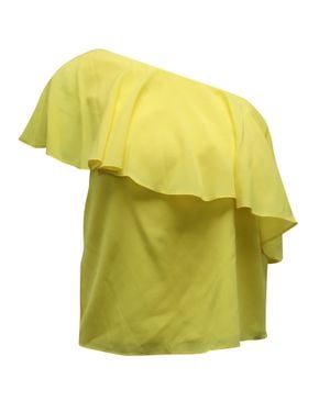 Alice + Olivia One Shoulder Ruffled Top - Yellow