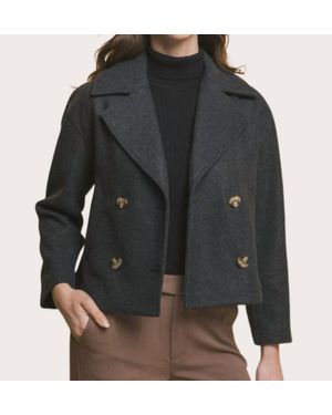 Love Tree Double Breasted Wool Jacket - Black