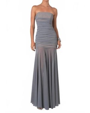 NonChalant Label Gailey Strapless Ruched Maxi Dress - Gray