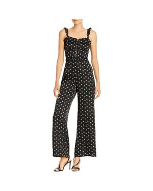Aqua Floral Ruffled Jumpsuit - Black