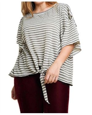 Umgee Striped Layered Top - Gray