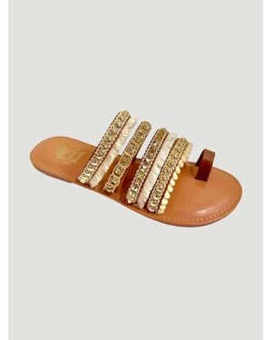 Camel Threads Boho Chic Fringe Sandals - White
