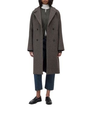 Closed Multicolored Checked Wool-Blend Double-Breasted Coat - Gray