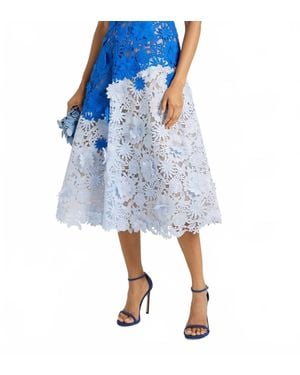 Marchesa Two-Tone Guipure Lace Midi Dress - Blue