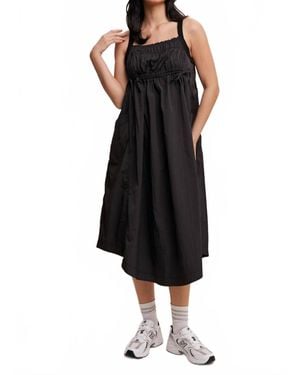 Listicle Parachute Drawstring Midi Dress - Black
