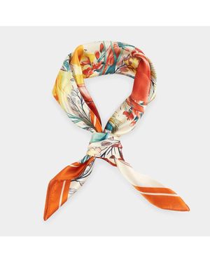 TRUEDAMES Tropical Leaves Print Bandana Scarf - Orange