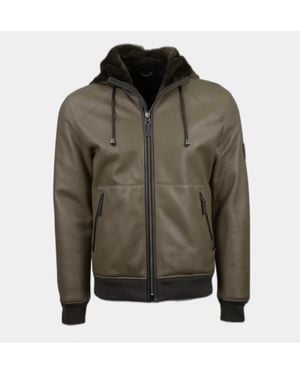 Lusso Beni Flash Leather Jacket - Green