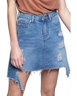 Pol Distressed Denim Mini Skirt - Blue