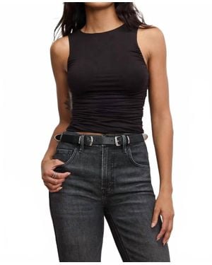 GOOD AMERICAN Grace Stretch Jersey Ruched Tank Top - Black