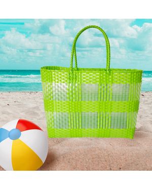 Fashnzfab Basketry Weave Tote Bag Shoulder Bag - Green