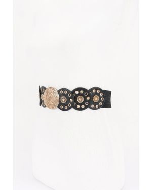 Fashnzfab Vintage Disc Elastic Belt - Black