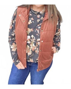 Staccato Mini Cord Puffer Snap Button Vest - Pink