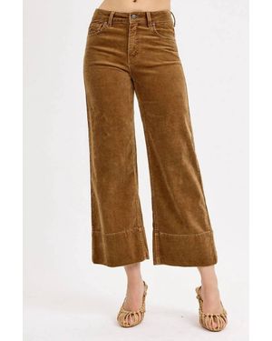 Risen High Rise Crop Wide Corduroy Pants - Brown
