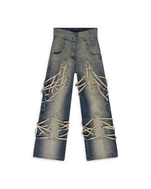 Who Decides War Laced Stained Wide-Leg Jeans - Gray