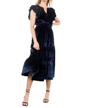 Thml Velvet Tiered Maxi Dress - Blue