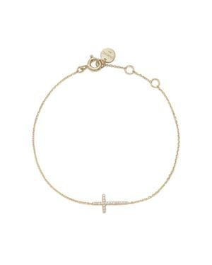 Eklexic Horizontal Cubic Zirconia Cross Bracelet - Metallic