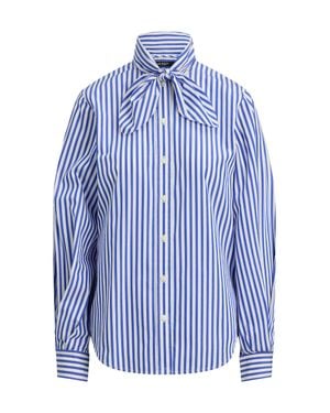 Ralph Lauren Vertical Striped Bow Tie Shirt - Blue