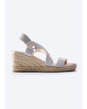 VISCATA Dalia Elastic Espadrille Sandal Wedges - White