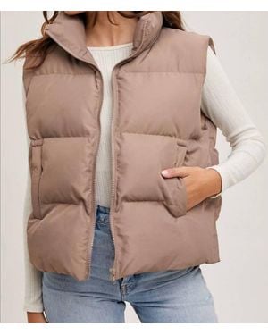 Bluivy Zipper Front Puffer Vest - Pink