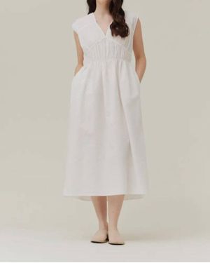 GRADE & GATHER Seersucker Midi Dress - Natural