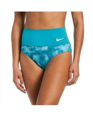 Nike Cloud-Dye High-Waist Bikini Swim Bottom - Blue