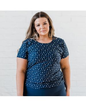 Calypsa Plus Short Sleeve Adele Swim Top - Blue