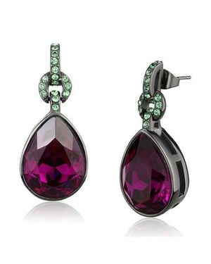 Fashnzfab Ip Light Stainless Steel Earrings With Top Grade Crystal - Purple