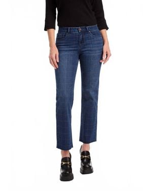 Fdj Christina Plaid Straight Leg Jeans - Blue