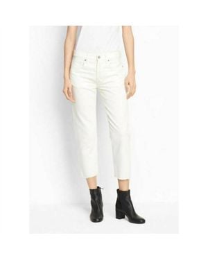 Vince Union Slouch Cream Off Straight Jeans Button Fly Crop Jeans - White