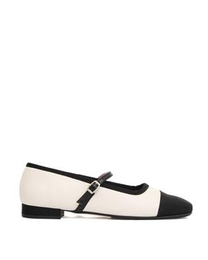 CAREL PARIS Ballerina Pelle Bianca E Canetè Nero - Black