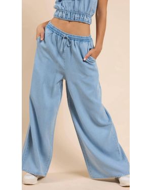 Sadie & Sage Its Pouring Elastic Drawstring Pant - Blue