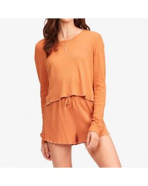 Billabong Pick Me Up Waffle Knit Long Sleeve Top - Orange