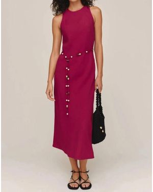Bella Dahl Bias Midi Dress With Beaded Belt - Red