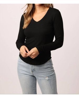 Another Love Ribbed V-Neck Tee - Black